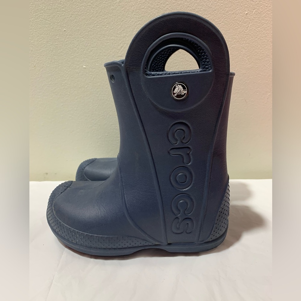 CROCS Kids Navy Blue Rain & Snow Boots - Picture 2 of 4